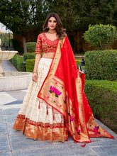 white silk paithani lehenga choli