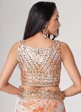 White Digital Printed Organza Contemporary Saree