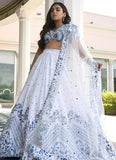 Satin lehenga with gota patti and thread work