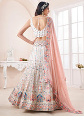 White Georgette Indian Wedding Lehenga with Thread, Zari, Sequins and Zarkan Work