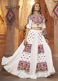 White Mirror Work Viscose Rayon Navratri Ethnic Wear