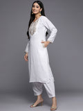 White Pashmina Ethnic Wear Salwar Suit Set for Women