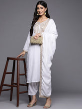 White Pashmina Ethnic Wear Salwar Suit Set for Women