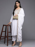 White Pashmina Ethnic Wear Salwar Suit Set for Women