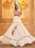 White Viscose Rayon Navratri Ghagra Choli