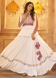 White Viscose Rayon Navratri Ghagra Choli
