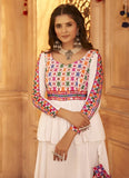 White Viscose Rayon Navratri Ghagra Choli