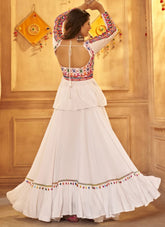 White Viscose Rayon Navratri Ghagra Choli