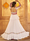 White Viscose Rayon Navratri Ghagra Choli