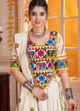 Marrow-close of choli showing Kutchi mirror work and kodi embellishment