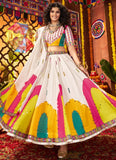 Navratri chaniya choli in white and purple silk