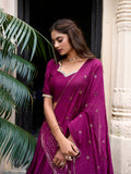 Wine Color Plain With Zari Weaving Work Chanderi Lehenga Choli