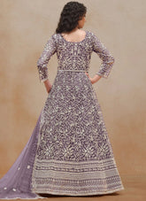 Wine Embroidered Anarkali Suit for Wedding & Festive Wear