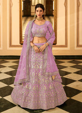 Wine Organza Lehenga With Gota And Zarkan Work