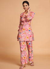 Women Pink Floral Print 2-Piece Co-Ord Set