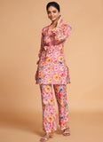 Women Pink Floral Print 2-Piece Co-Ord Set