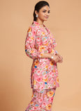 Women Pink Floral Print 2-Piece Co-Ord Set