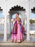 Light Pink Color Weaving Zari Work With Jacquard Silk (Paithani) South Wedding Lehenga Choli
