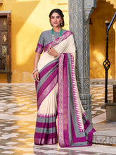 Off white saree with zari weaving work