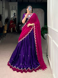 purple bridal lehenga with zari blouse