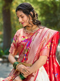 White Color Weaving Zari Work Jacquard Silk Lehenga Choli