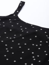 Women's Black Crepe Printed Tunic Top