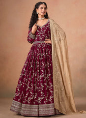 Women’s Burgundy Floor Length Wedding Wear Anarkali