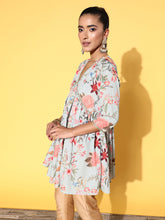 Women's Mint Green Crepe Printed Tunic