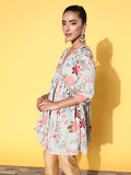 Women's Mint Green Crepe Printed Tunic