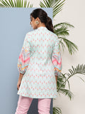 Women's Mint Green Crepe Printed Tunic