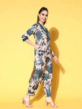 Women's Nude Crepe Printed Kurta Trousers Set