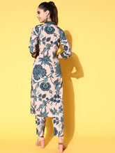Women's Nude Crepe Printed Kurta Trousers Set