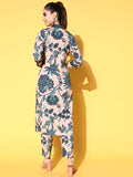 Women's Nude Crepe Printed Kurta Trousers Set