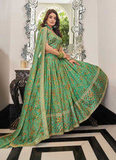 Womens Organza Pista Color Indian Wedding Lehenga
