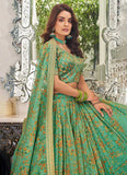 Womens Organza Pista Color Indian Wedding Lehenga