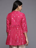 Women's Pink Chanderi Printed Tunic Top