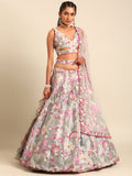 Wonderful Grey Organza Sequins and Zarkan embroidery Lehenga choli