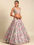 Wonderful Grey Organza Sequins and Zarkan embroidery Lehenga choli