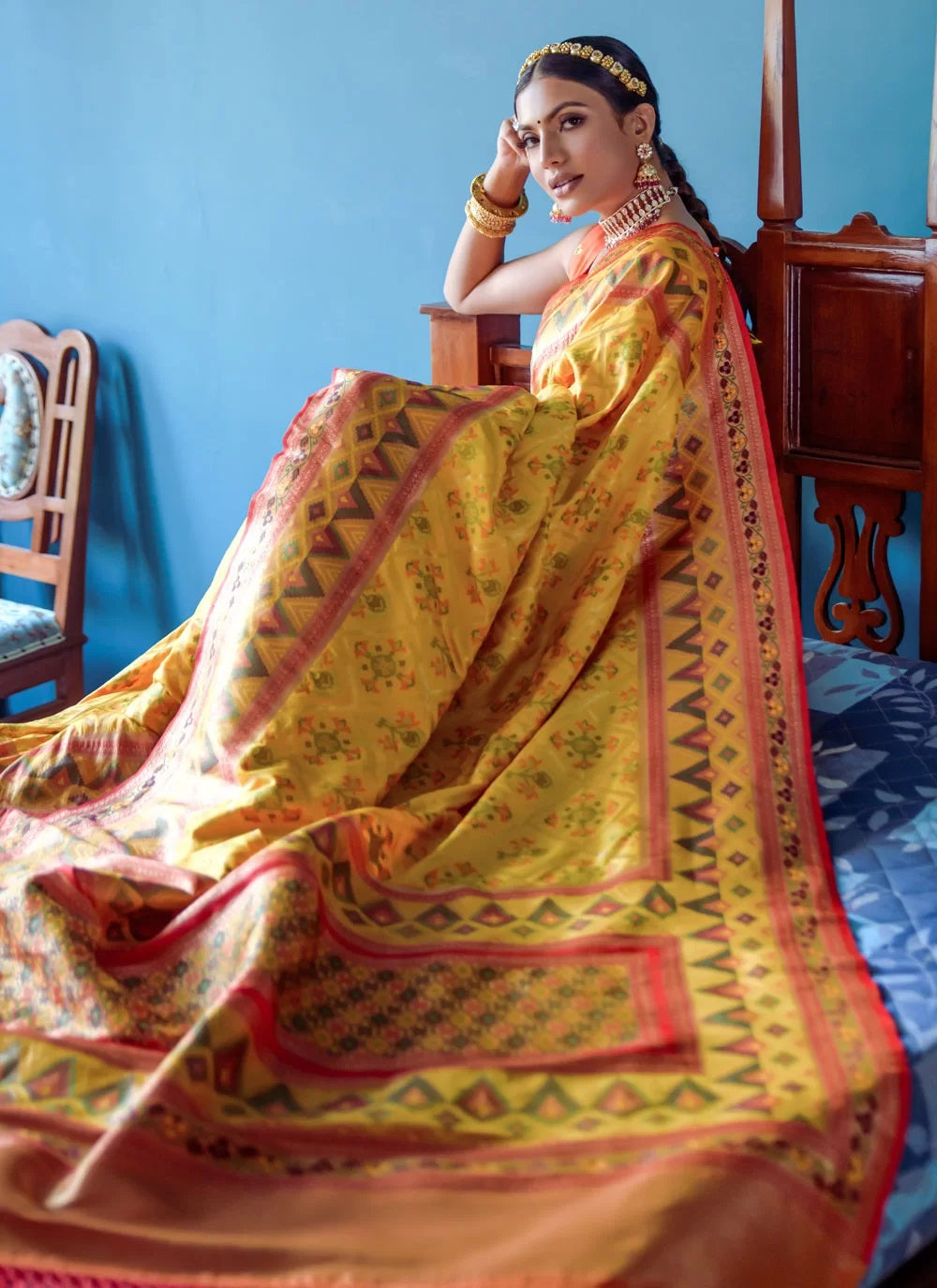 Yellow Banarasi Silk Haldi Function Saree