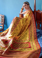 Yellow Banarasi Silk Haldi Function Saree