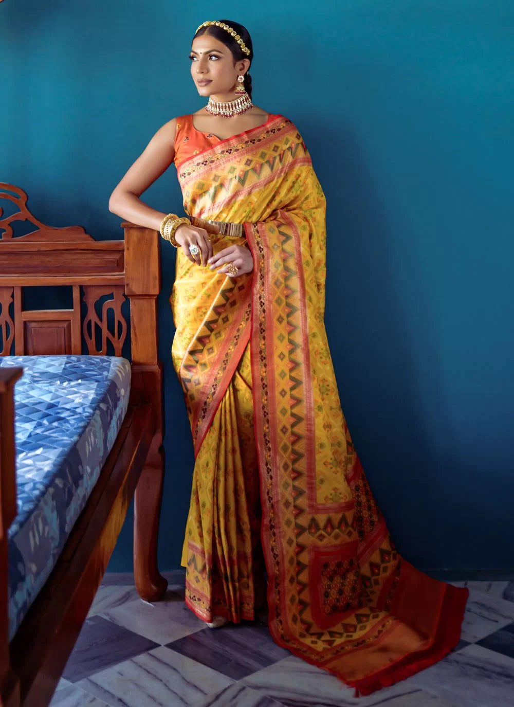 Yellow Banarasi Silk Haldi Function Saree