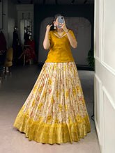 Zari Weaving Work Yellow Lehenga Set