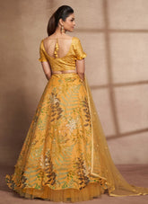 Yellow Organza Digital Print Indian wear Lehenga