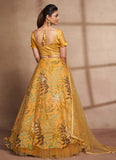 Yellow Organza Digital Print Indian wear Lehenga