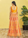 Yellow Organza Real Mirror With thread zari and Digital print Lehenga choli