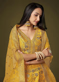 Yellow Silk Sequins Embroidery Party wear Lehenga