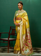 Yellow South Silk Paithani Saree