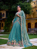 Sky blue zari shimmer embroidered lehenga choli