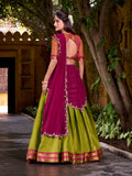 Rani pink embroidered georgette dupatta
