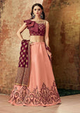 peach color lehenga choli